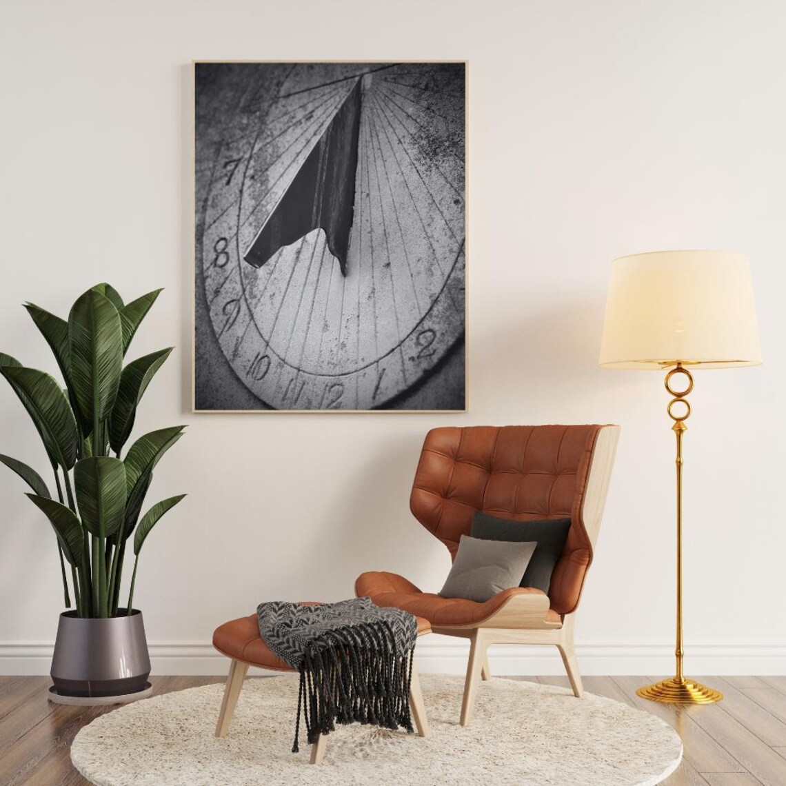 Black And White Sundial Close Up Vintage Timepiece Photo Poster