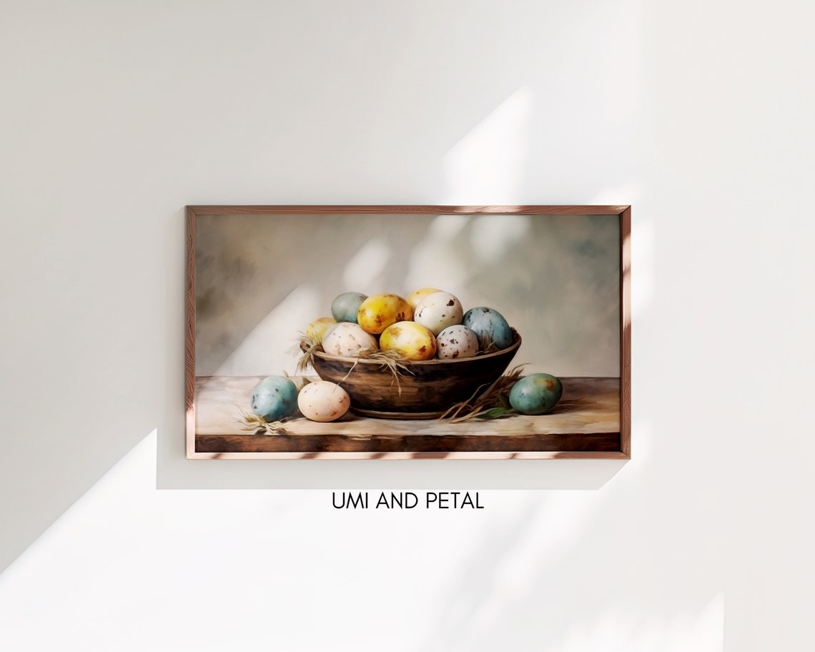 Easter Eggs Frame Tv Art Spring Tv Art Instant 169 Screensaver Frame Tv Art Rustic Easter Painting - Image 3