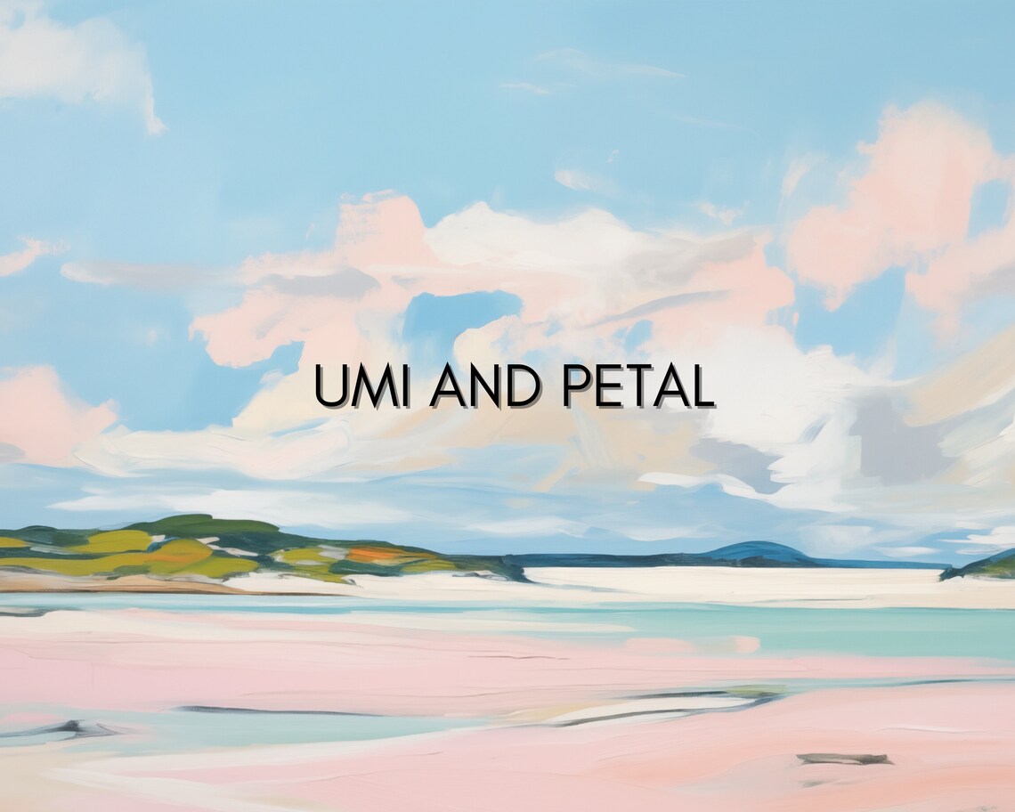 Pastel Pink Sand Beach Abstract Seascape Oil Painting Coastal Poster - Image 2