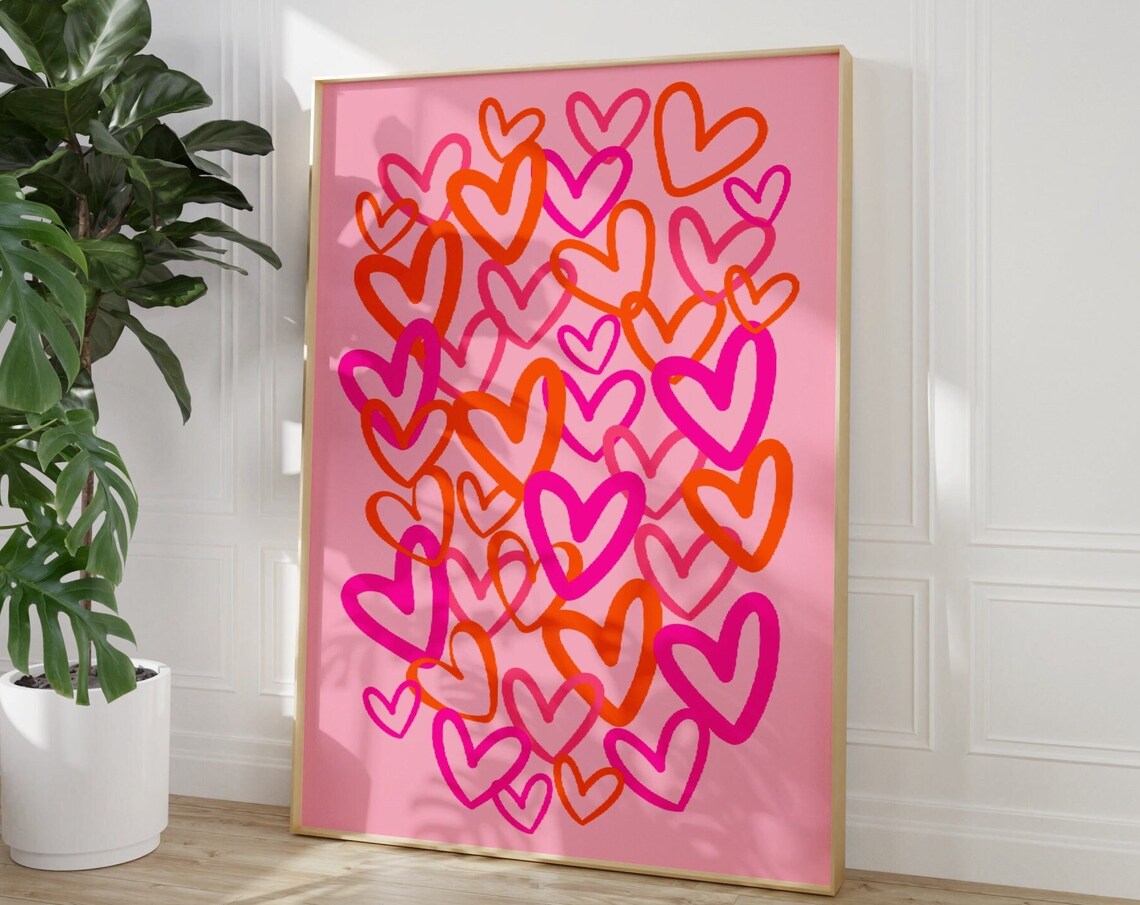 Hearts Print, Preppy Graffiti Love Poster - Image 4