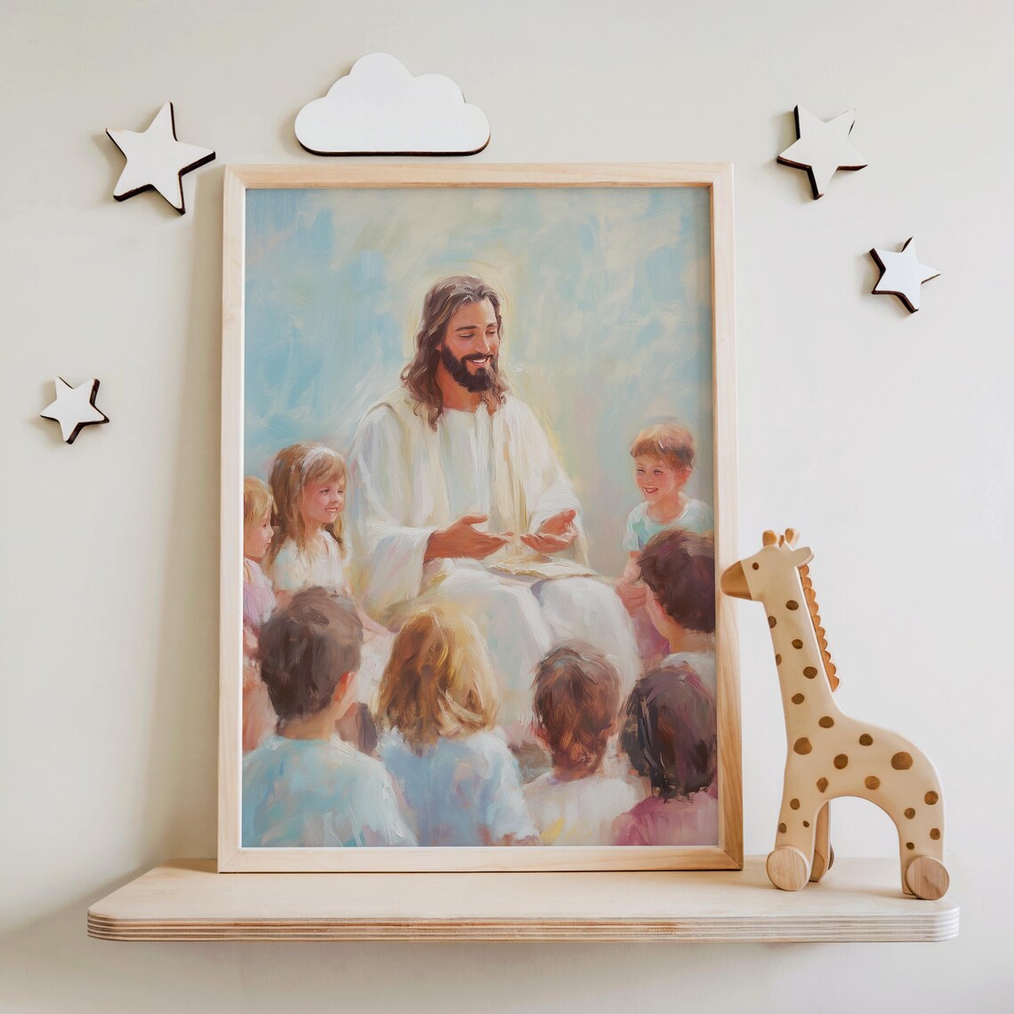 Jesus Teaching Children Kids Nursery Room Christian Faith Wall Poster - Image 3