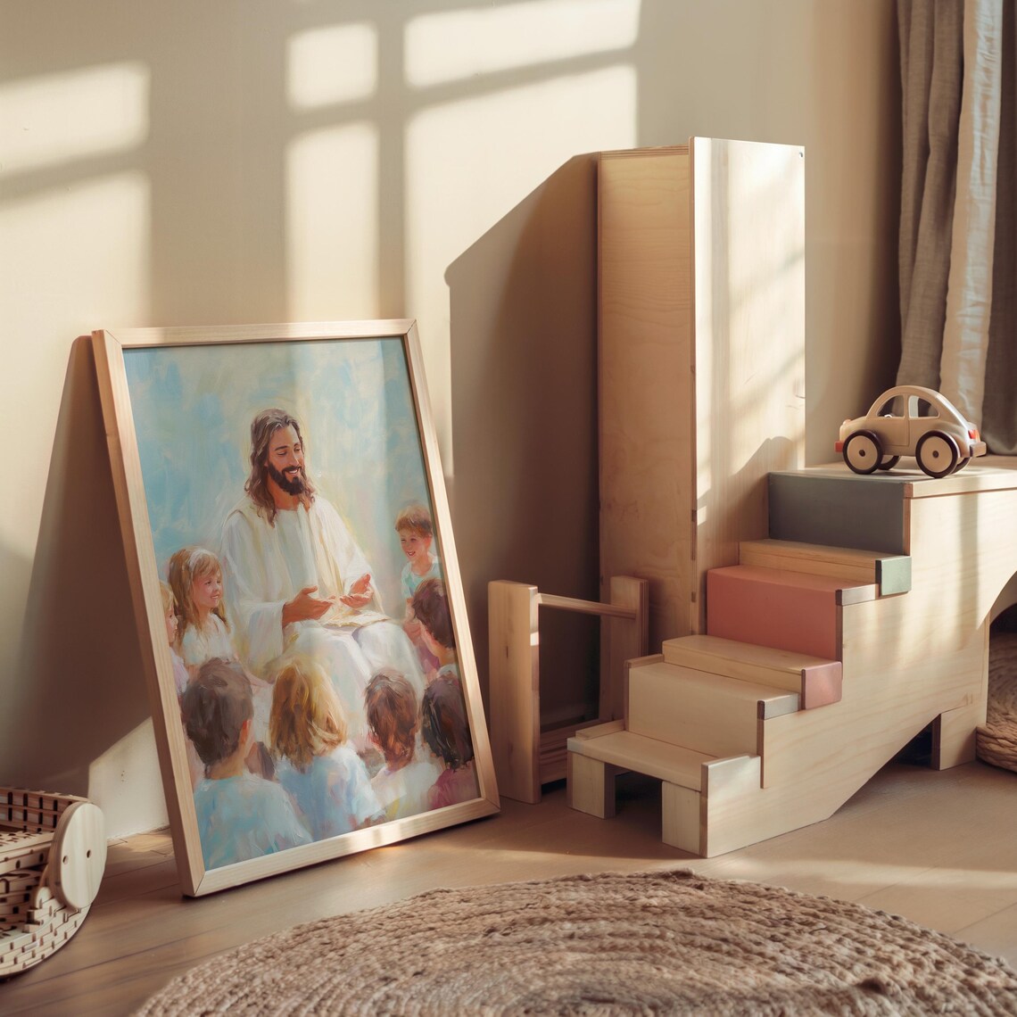 Jesus Teaching Children Kids Nursery Room Christian Faith Wall Poster - Image 4