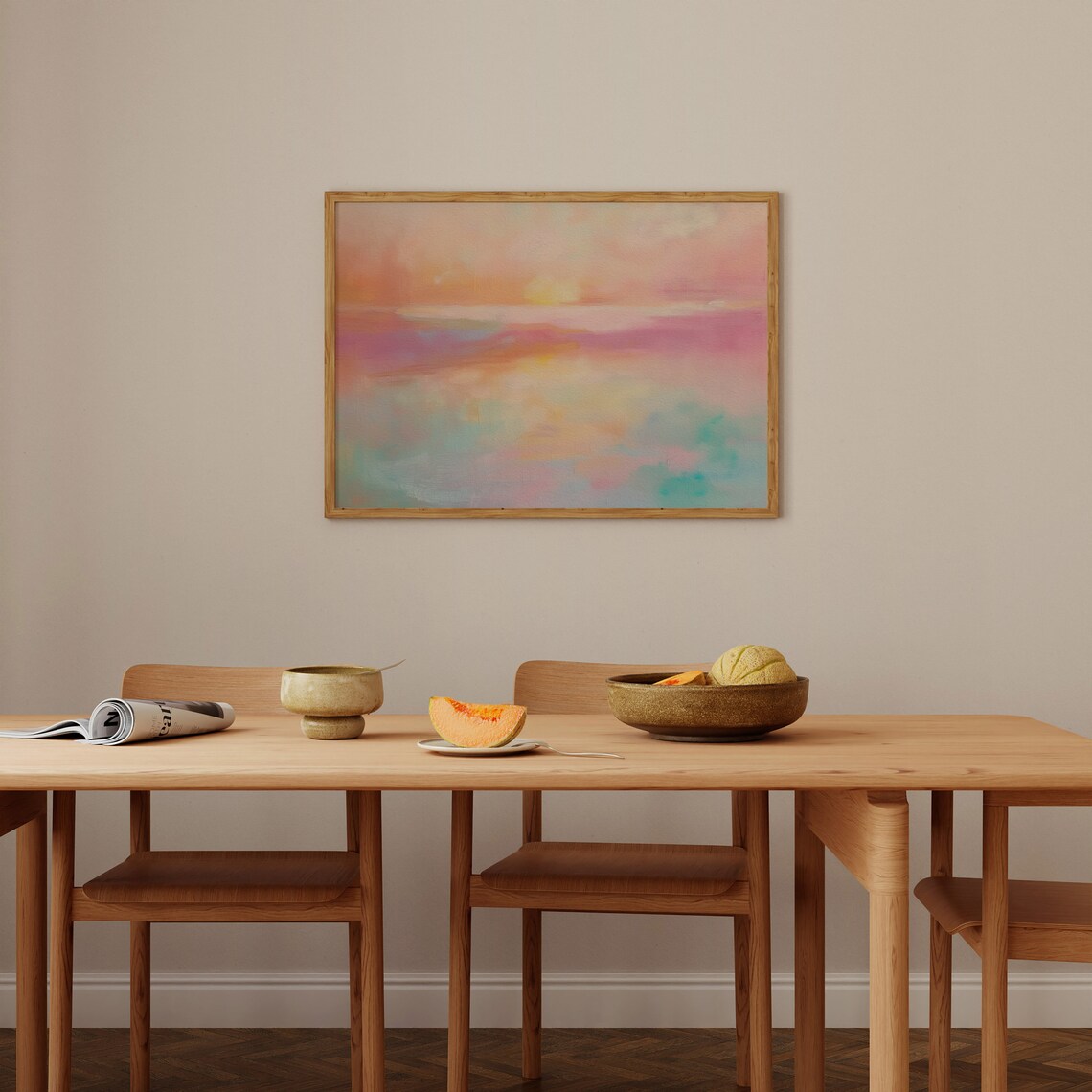 Pastel Sunset Lake Landscape Art Print, Summer Decor - Image 2
