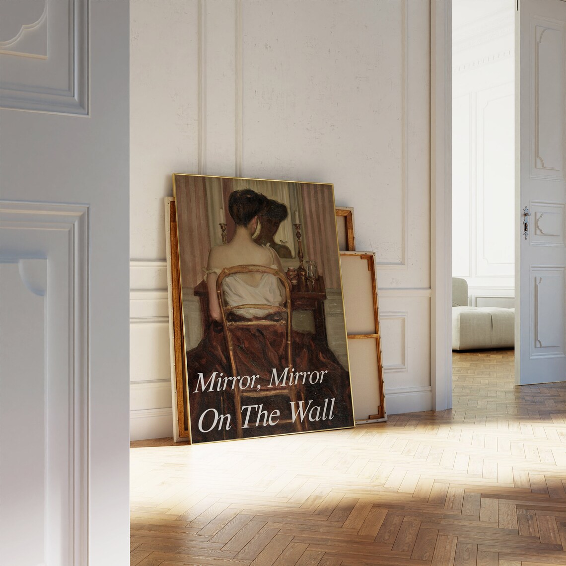 Mirror Mirror On The Wall Altered Vintage Oil Painting Funny Poster - Image 3