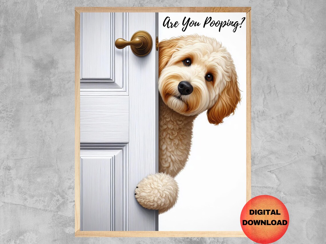 Goldendoodle Bathroom Wall Art, Funny Dog Decor