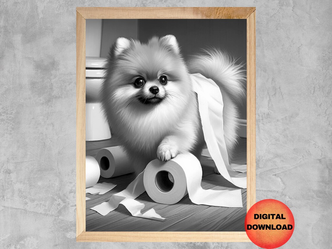 Pomeranian Bathroom Funny Toilet Paper Poster