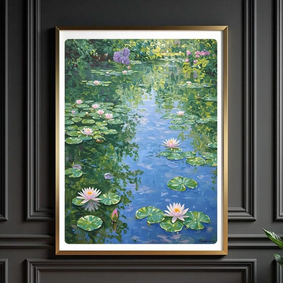 Monet Water Lilies Print Impressionist Garden Landscape