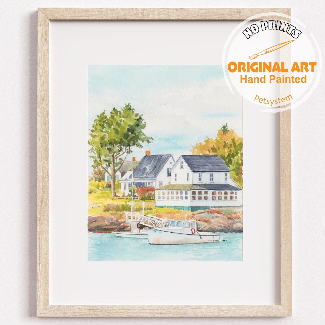 Brick Farmhouse Home Sweet Home Watercolor with Autumn Trees Poster - Image 5