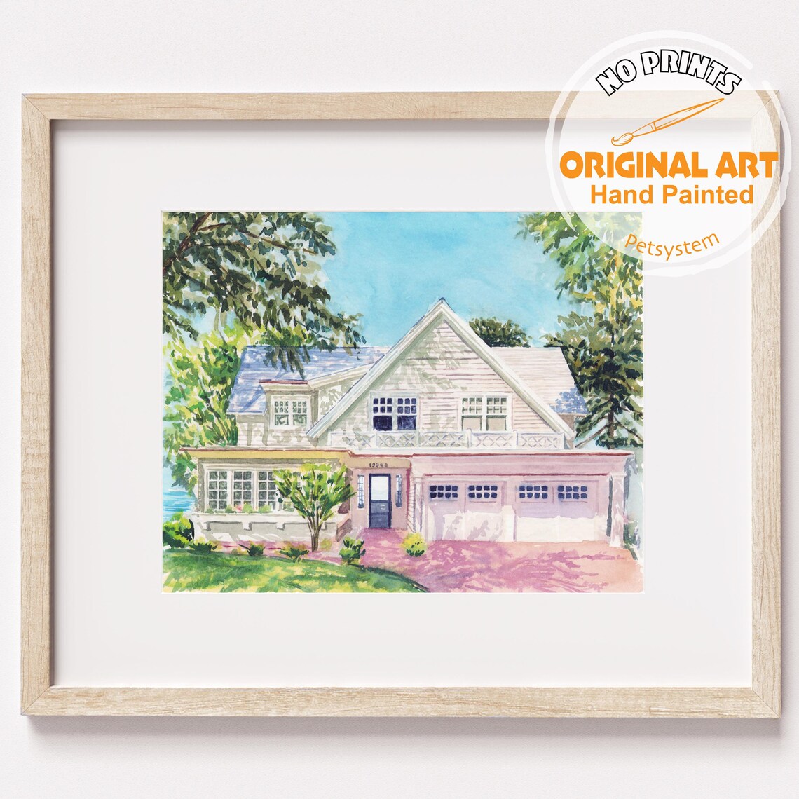 Brick Farmhouse Home Sweet Home Watercolor with Autumn Trees Poster - Image 4