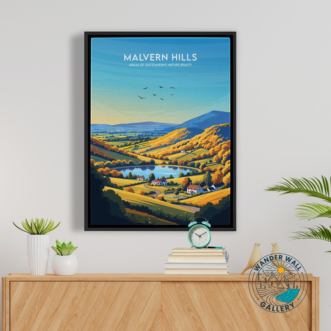 Malvern Hills Golden Autumn Countryside Lake Vintage Travel Poster - Image 5
