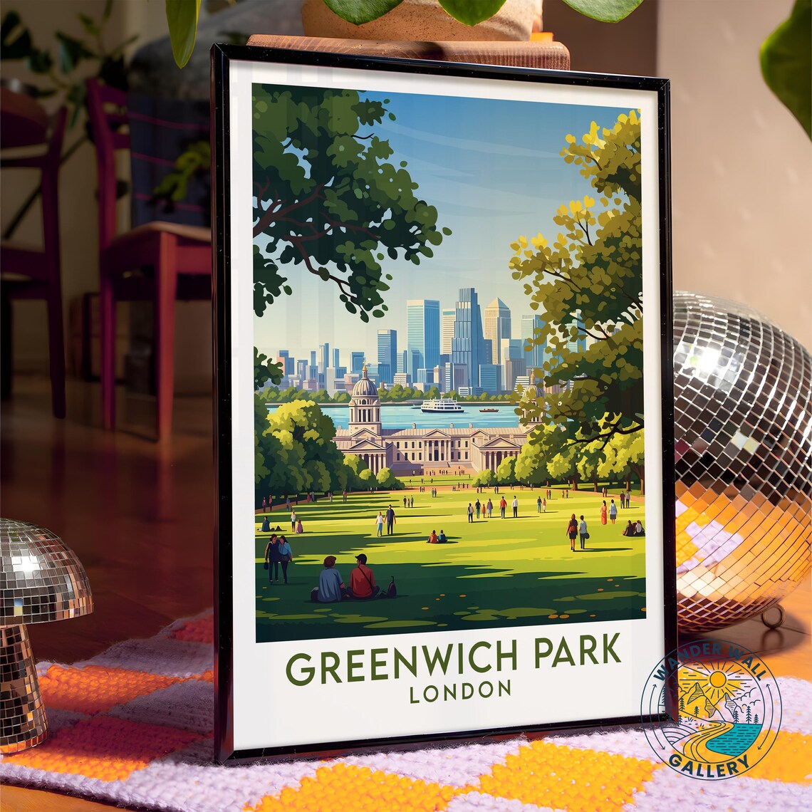Greenwich Park London Naval College Thames Skyline Summer Day Poster - Image 4