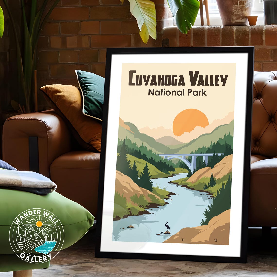 Cuyahoga Valley National Park River Heron Sunset Retro Travel Poster - Image 6