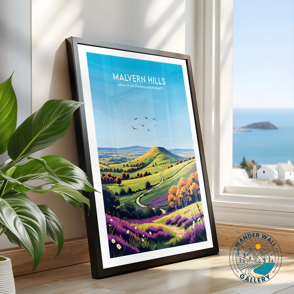Malvern Hills England Countryside Heather Landscape Travel Poster - Image 2