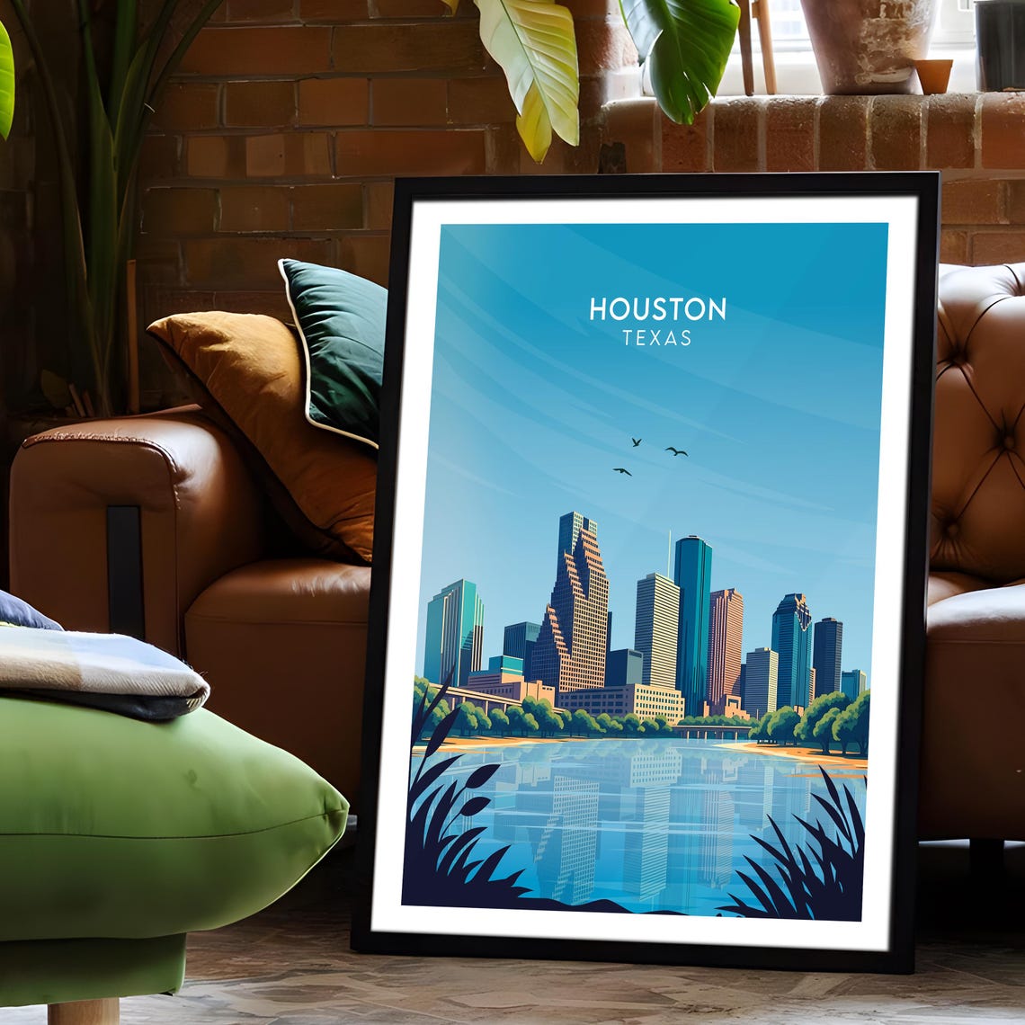 Houston Texas Downtown Towers Mirrored in Still Water Skyline Poster - Image 6