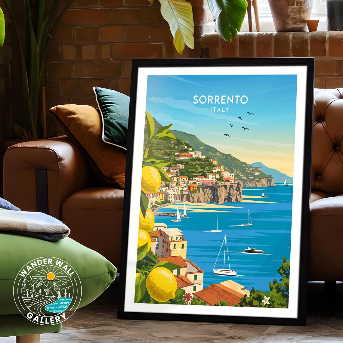 Sorrento Italy Coastal Cliffs Lemon Grove Sailboats Sea View Poster - Image 6