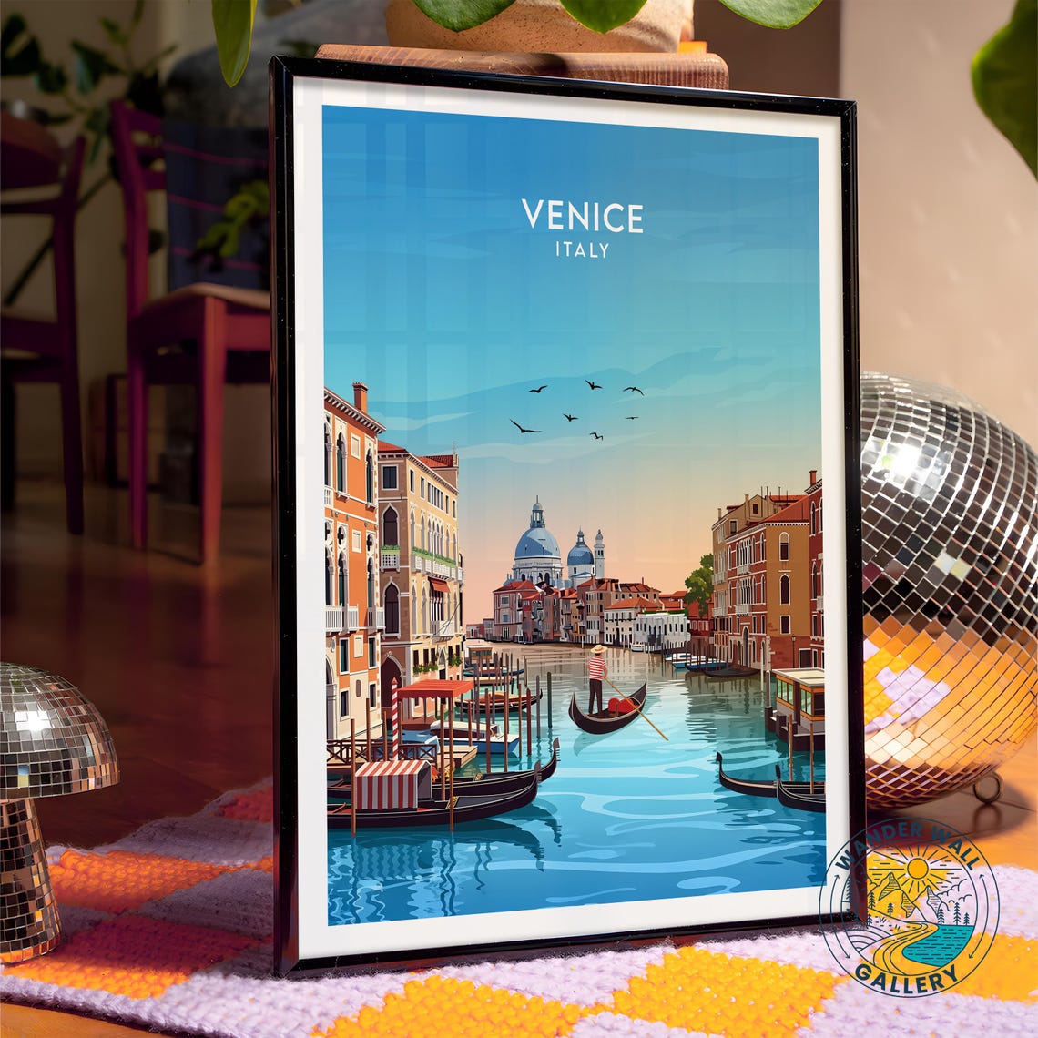 Venice Italy Blue Canal with Gondolas and Basilica Travel Poster - Image 5