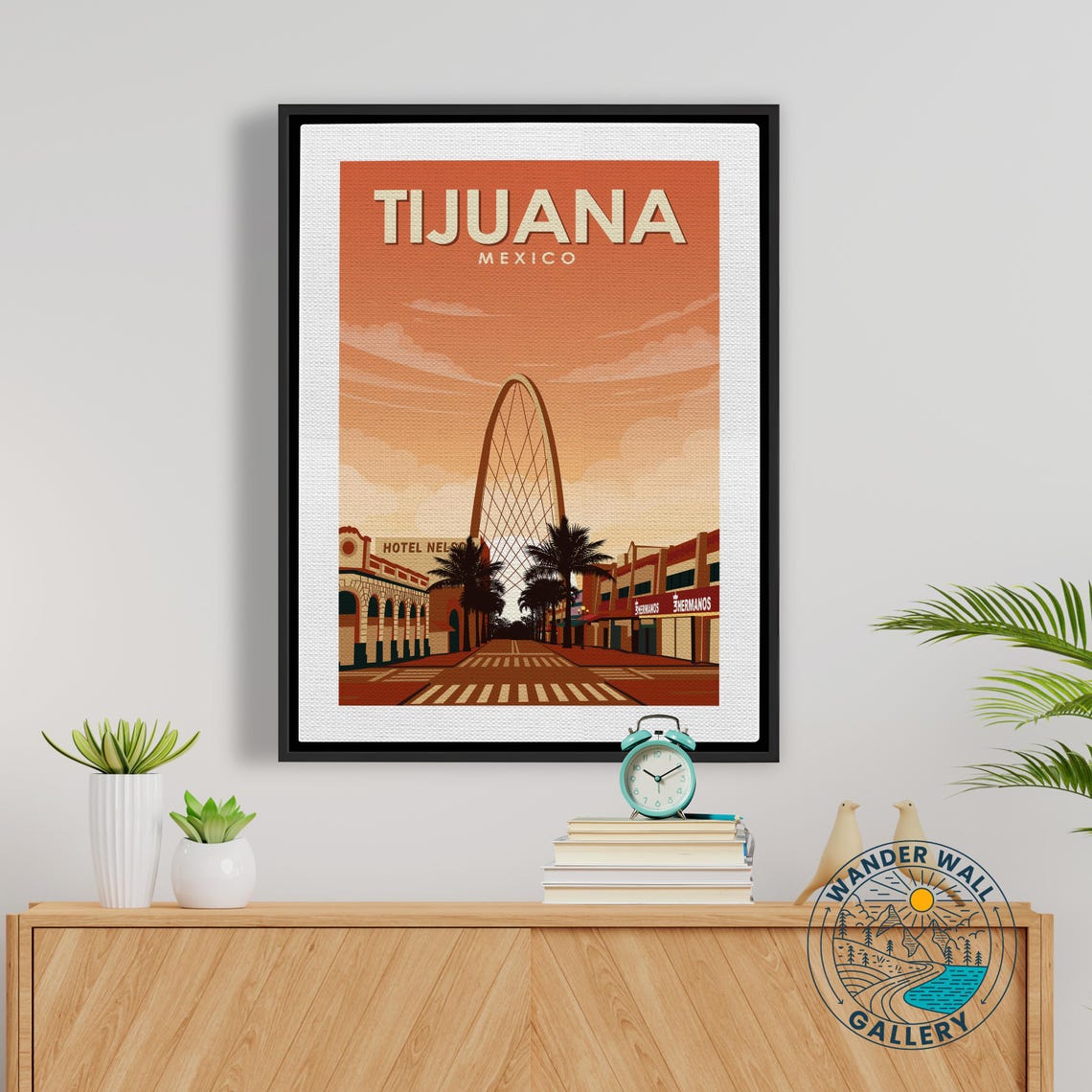 Tijuana Mexico Monumental Arch Avenida Palm Sunset Retro Travel Poster - Image 5