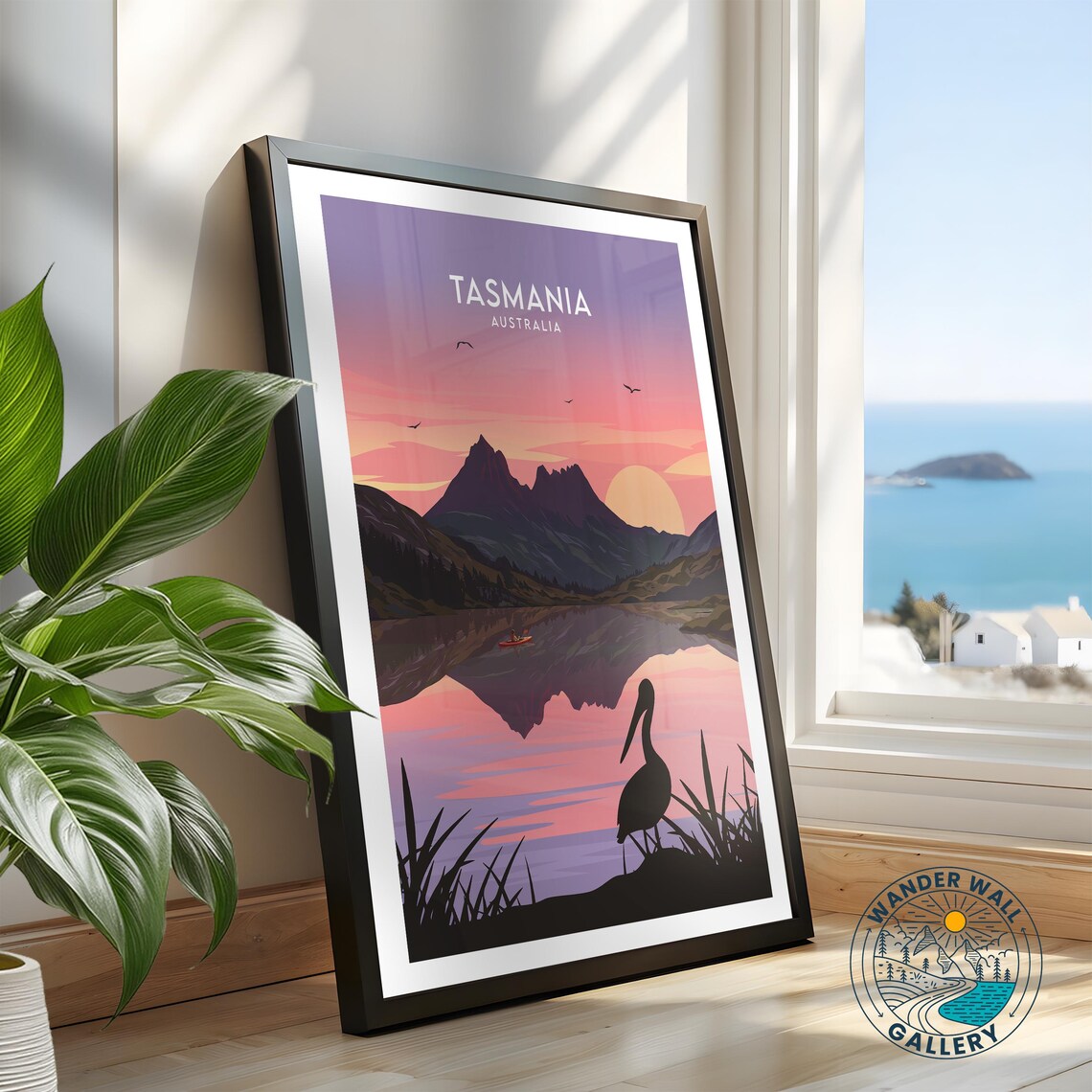 Tasmania Australia Cradle Mountain Lake Sunset Pelican Poster - Image 2