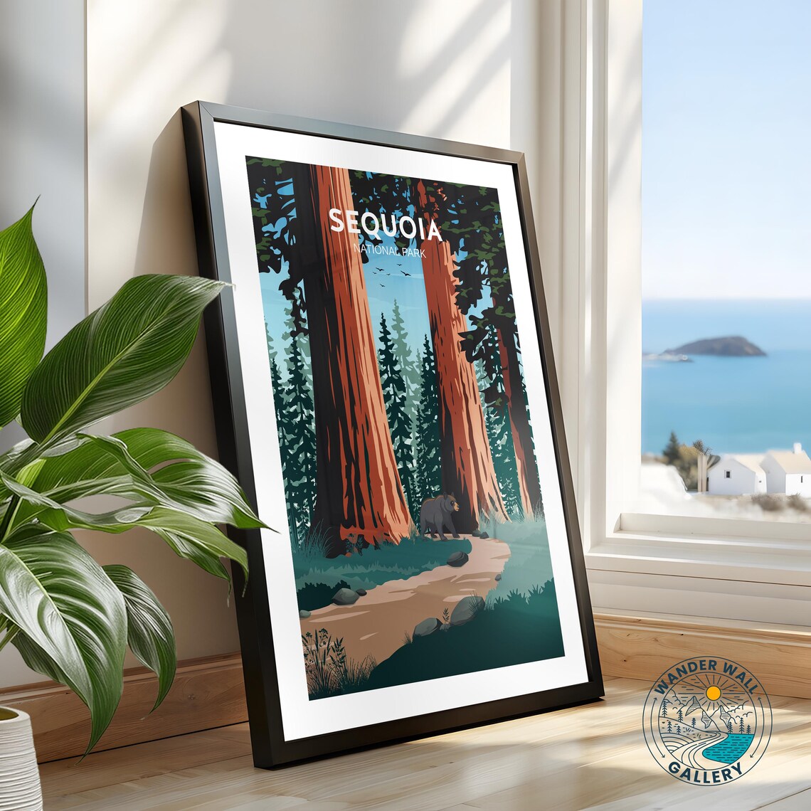 Sequoia National Park Giant Trees Black Bear Retro Nature Travel Poster - Image 2