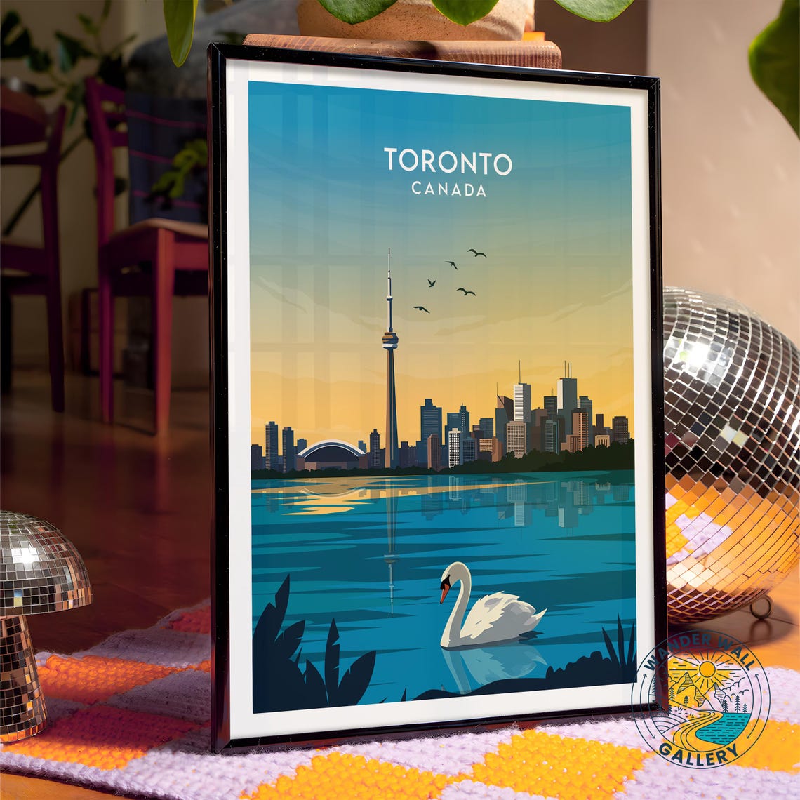 Toronto Canada CN Tower Skyline Swan Lake Sunset Travel Poster - Image 4