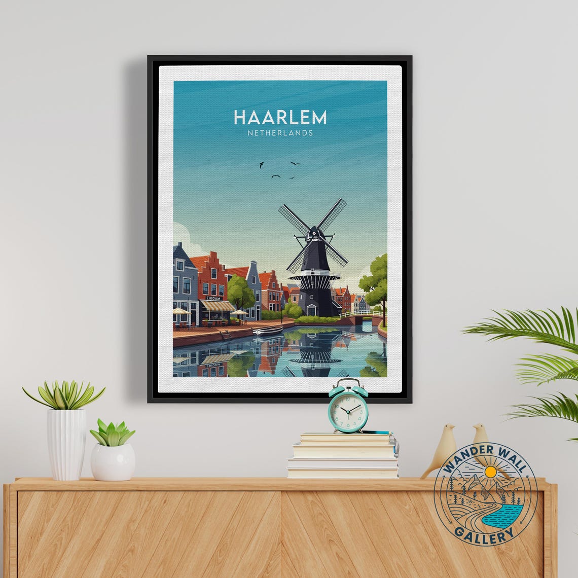 Haarlem Netherlands Windmill Canal Reflection Vintage Travel Poster - Image 5