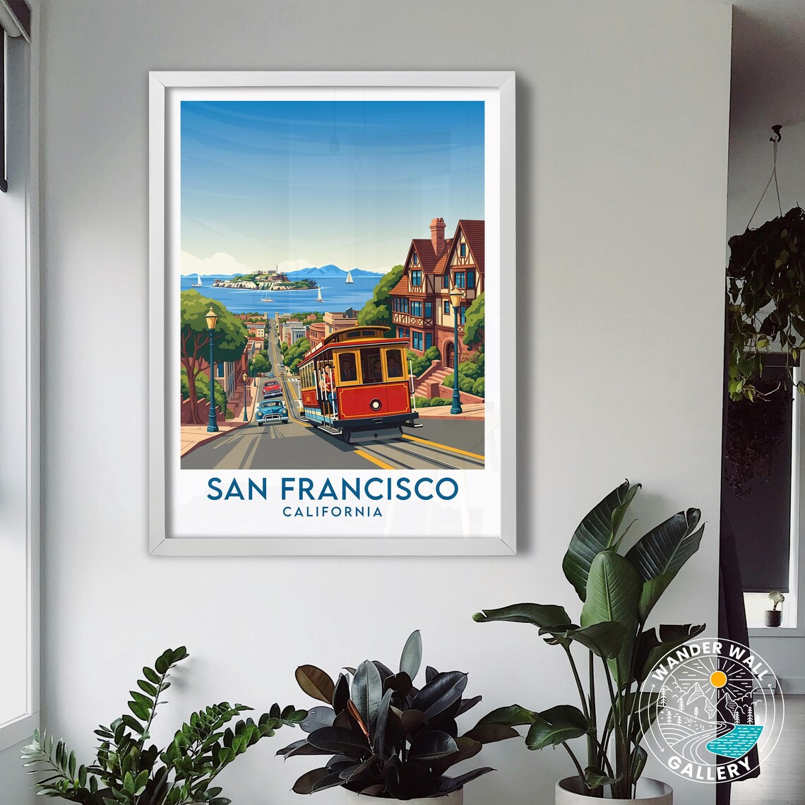 San Francisco Cable Car Alcatraz Bay Street Retro Travel Poster - Image 3