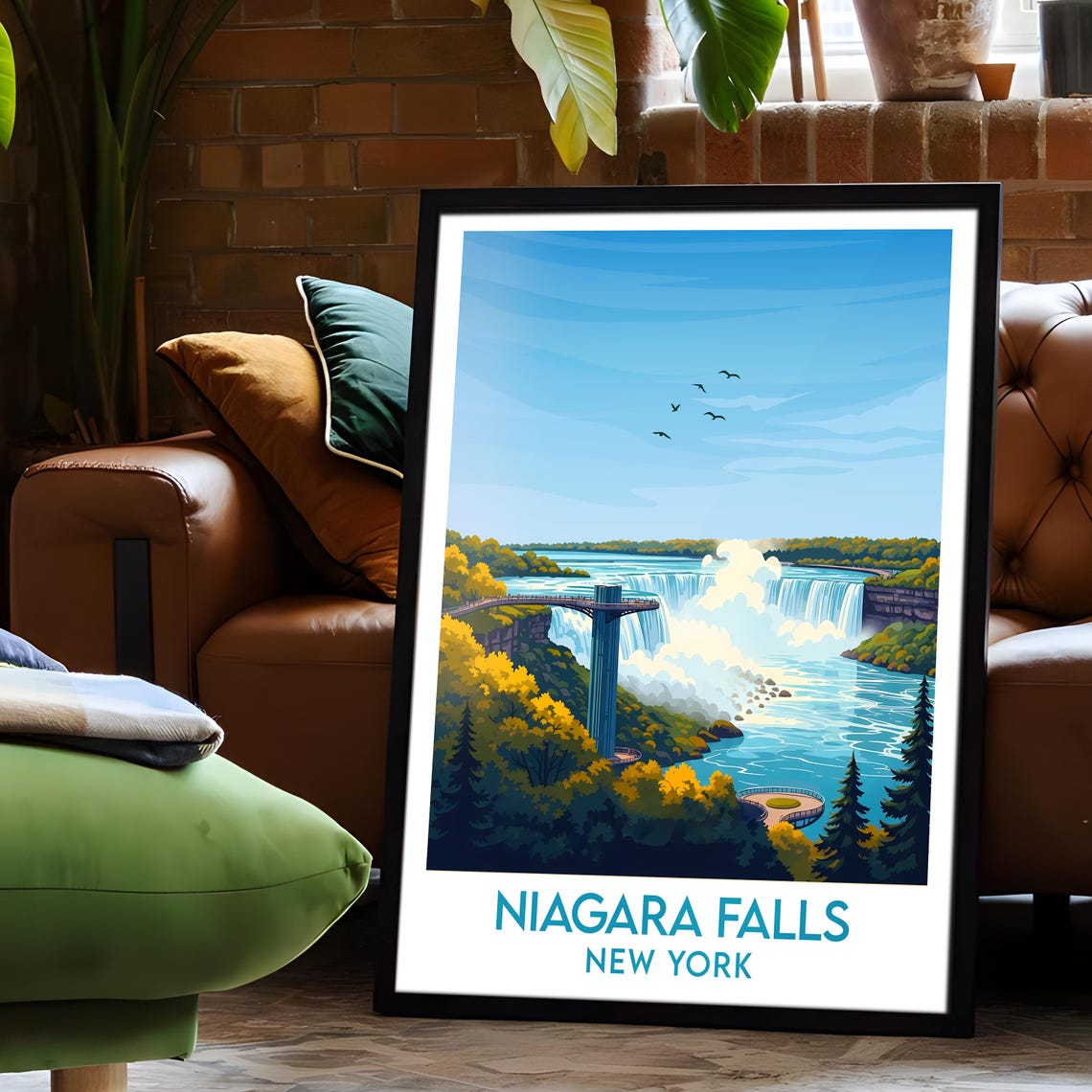 Niagara Falls New York Autumn Waterfall Mist Scenic View Poster - Image 6