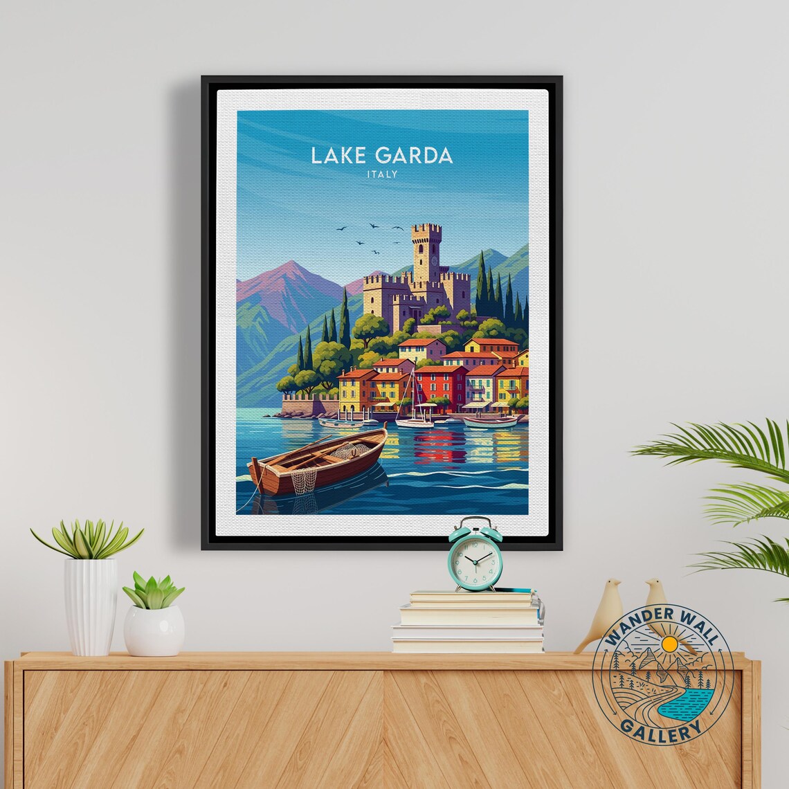 Lake Garda Italy Castle Waterfront Village Retro Travel Poster - Image 5