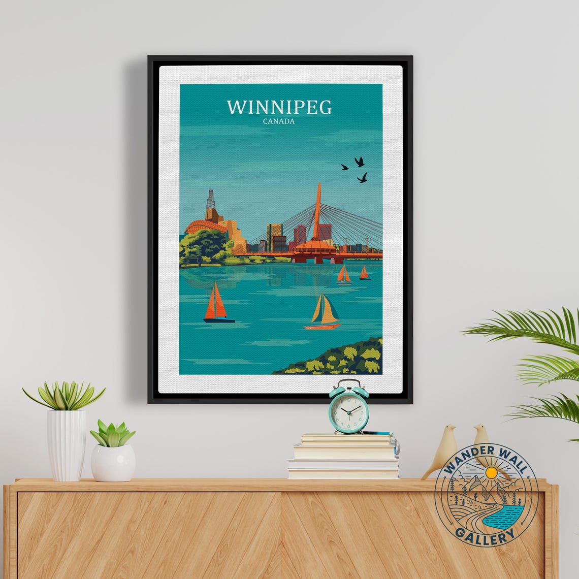 Winnipeg Canada Esplanade Riel Bridge Sailboats River View Poster - Image 5