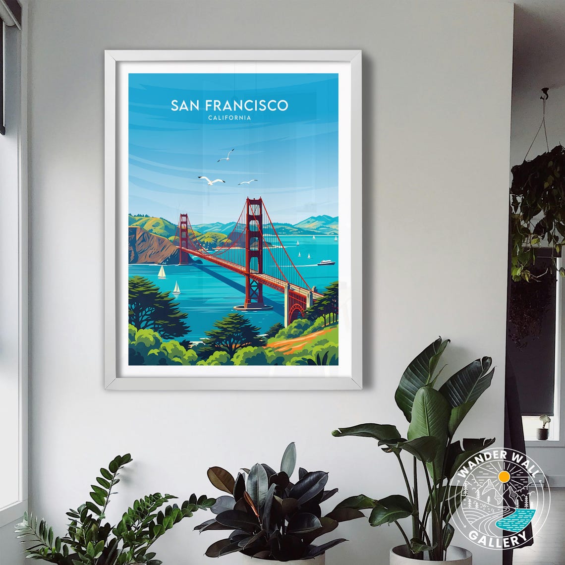 San Francisco Golden Gate Bridge Ocean View Retro Travel Poster - Image 3
