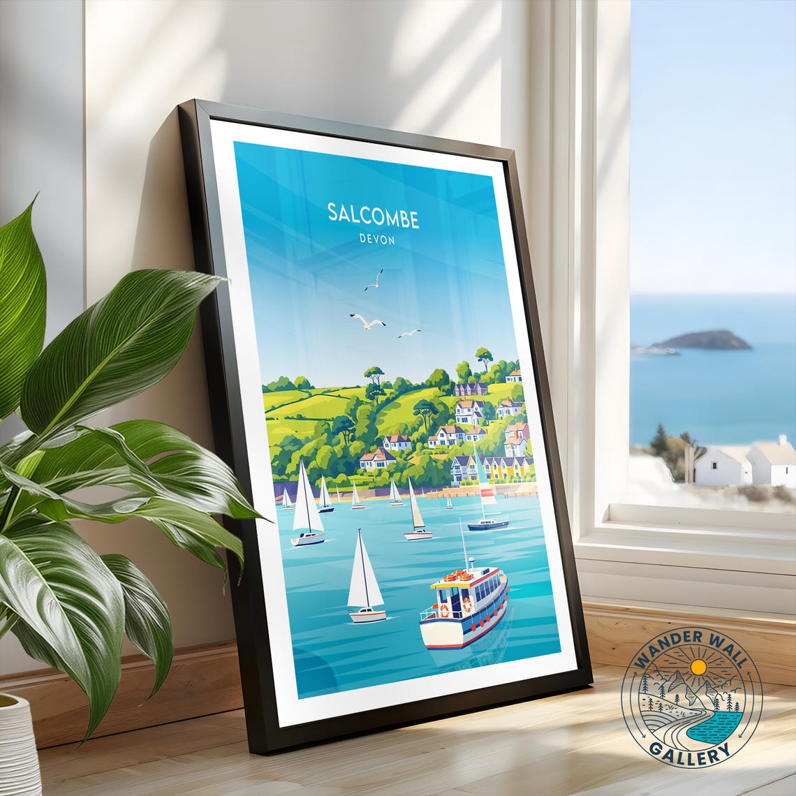 Salcombe Devon Coastal Harbor with Sailboats Vintage Travel Poster - Image 2
