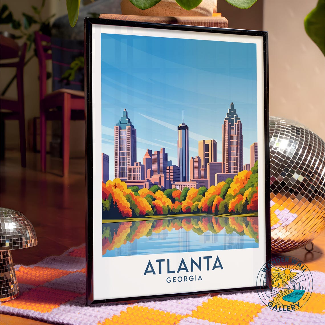 Atlanta Georgia Fall Foliage Skyline Waterfront Travel Poster - Image 4