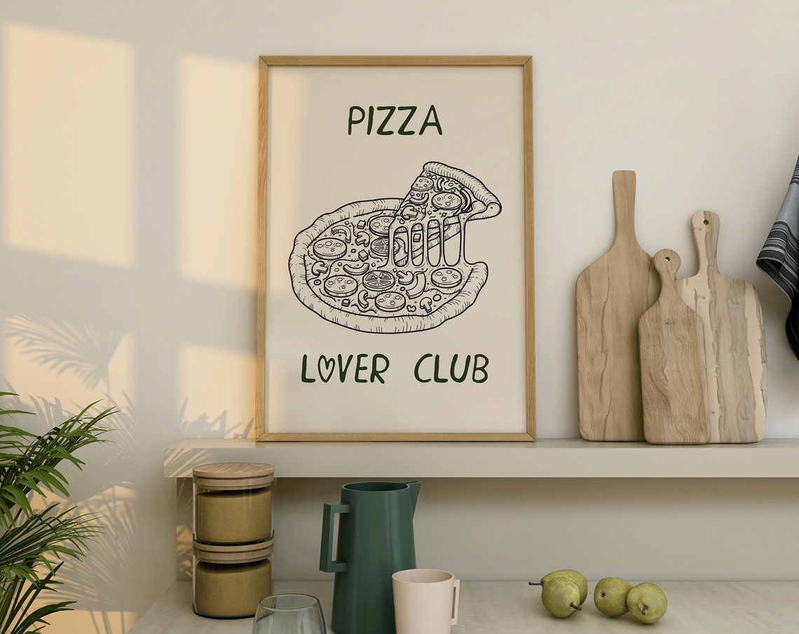 Pizza Lover Club Art Print Pizza Drawing Wall Art Pizza Wall Art Pizza Print Foodie Print Italian Food Wall Art Pizza Line Art Print - Image 6