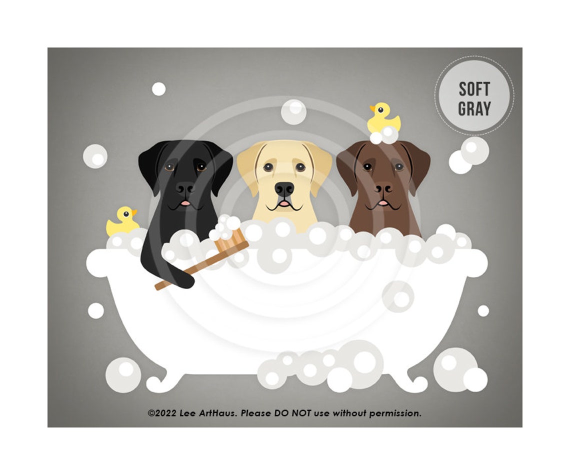 Three Labrador Retrievers Bubble Bath Clawfoot Tub Dog Lover Poster - Image 3