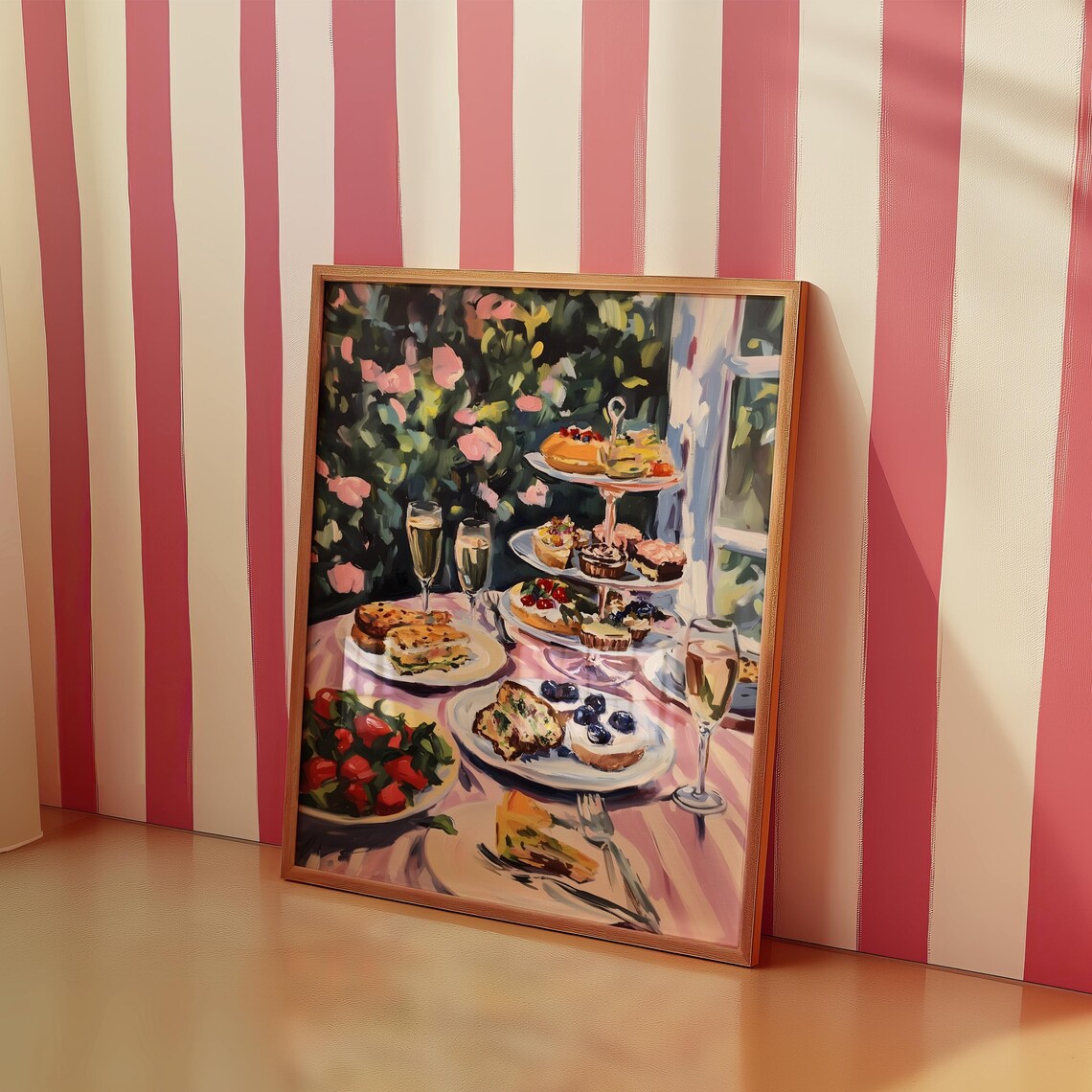 Floral Cake Afternoon Tea Art Print, Country Kitchen - Image 3