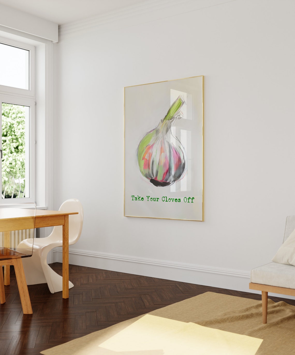Take Your Cloves Off Funny Garlic Watercolor Kitchen Pun Poster - Image 4