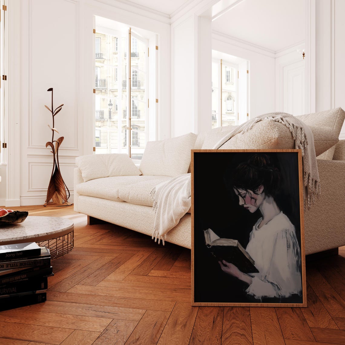 Woman Reading Print Moody Portrait Art Book Wall Art Dark Academia Print Bookish Art Moody Book Painting Reading Nook Decor Book Lover Gift - Image 4