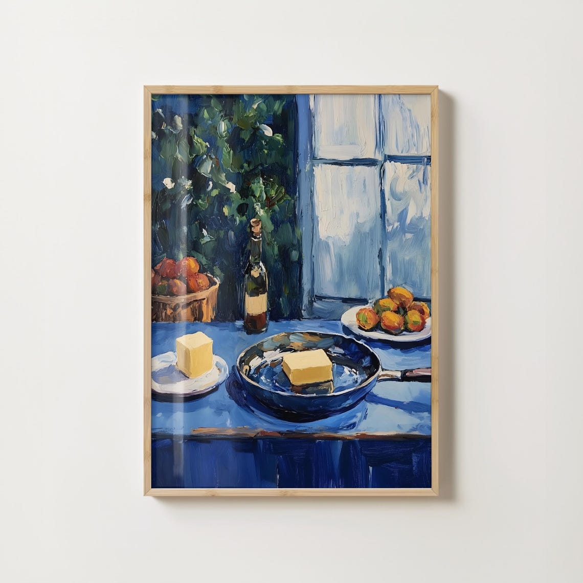 Rustic Butter Pan Blue Kitchen Cooking Apples Still Life Print