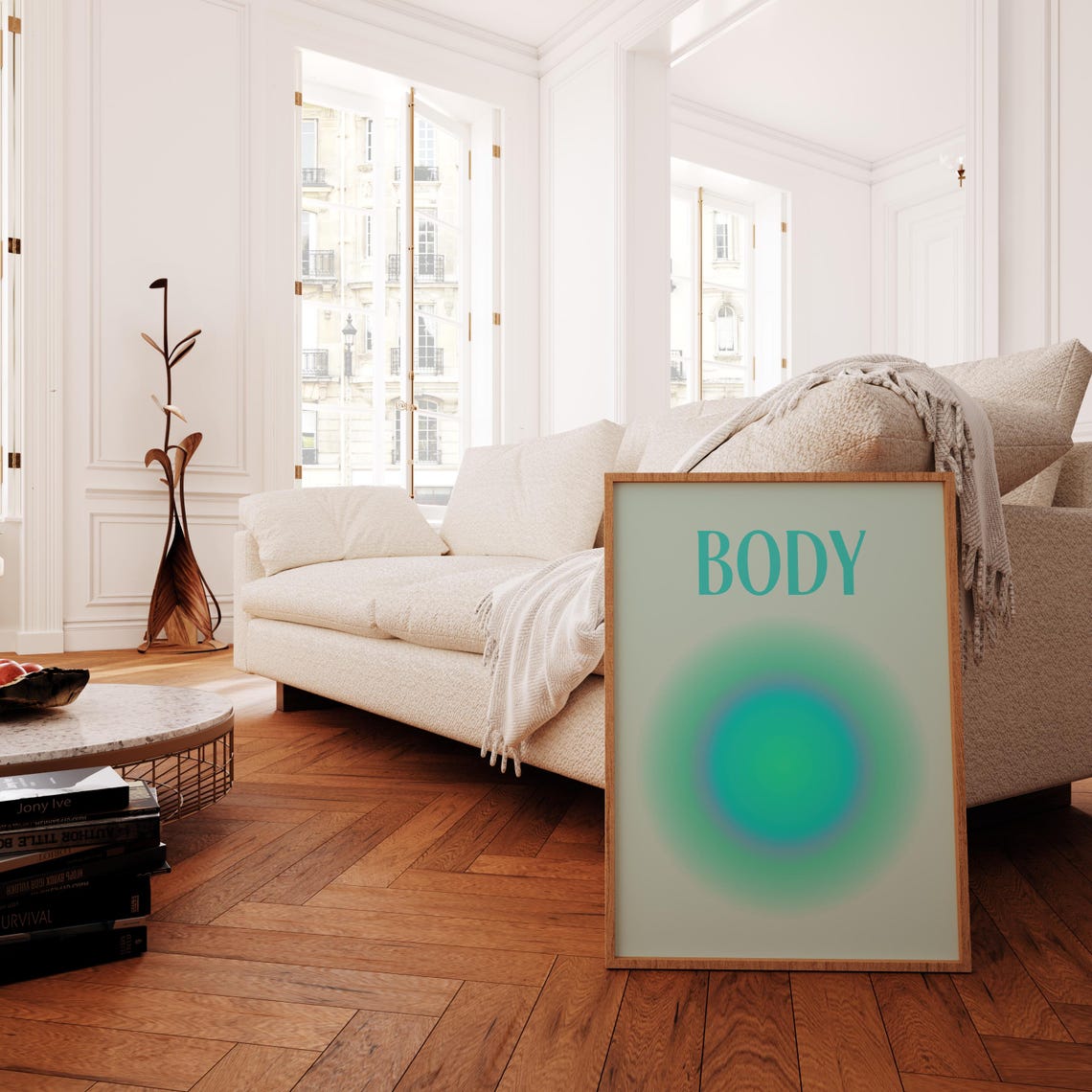 Body Mind Soul Green Blue Aura Gradient Calm Mindfulness Poster - Image 3
