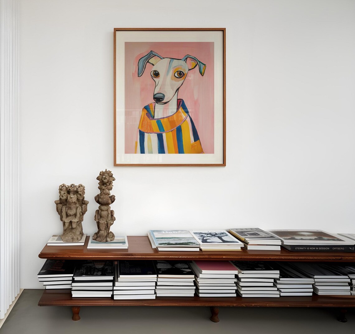 Pink Whippet, Italian Greyhound Dog Art Print - Image 2