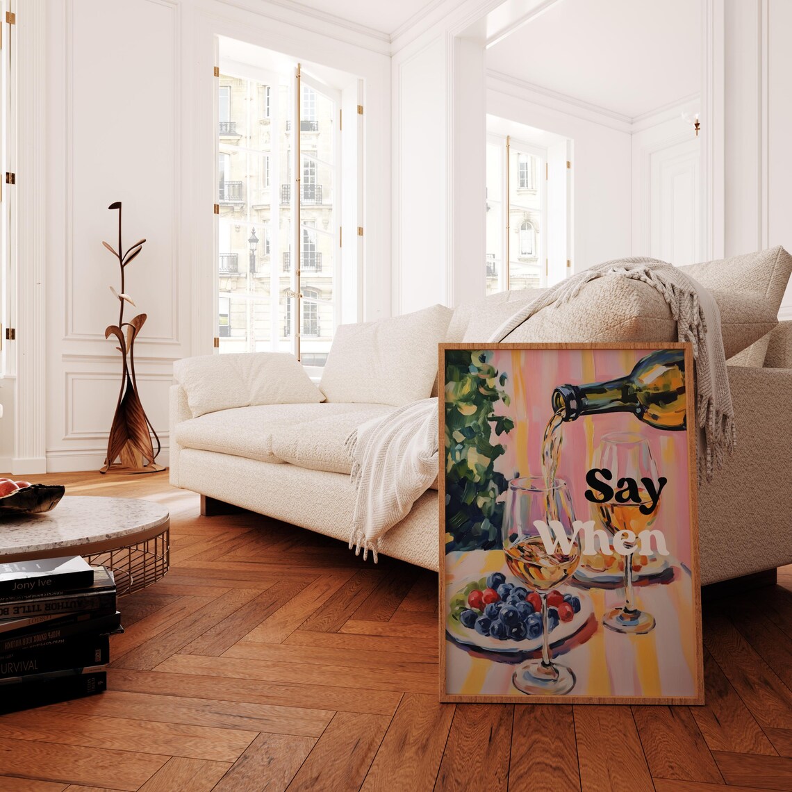 Say When Wine Pour Pink Bar Cart Blueberries Wine Lover Quote Poster - Image 2