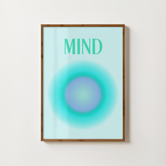 Mind Blue Aura Gradient Orb Meditation Affirmation Artwork Poster