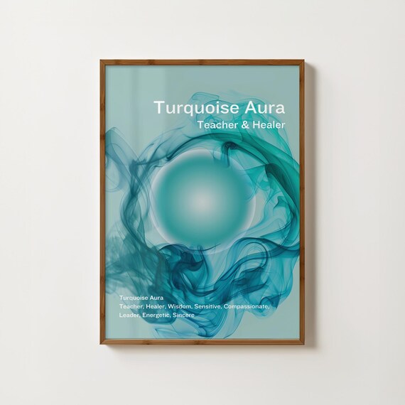 Turquoise Aura Teacher and Healer Swirling Smoke Spiritual Wall Poster