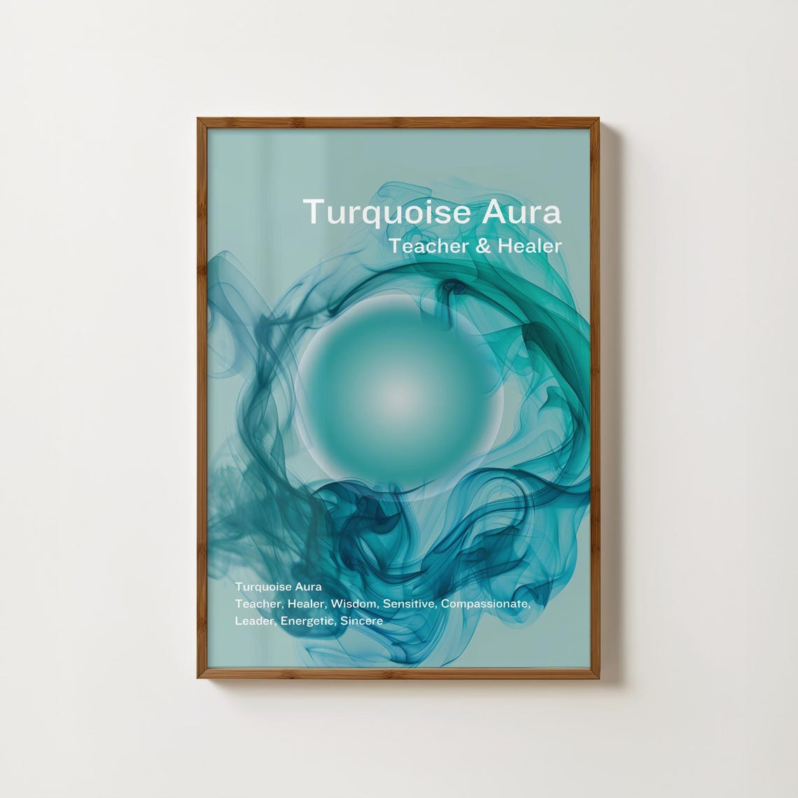 Turquoise Aura Teacher and Healer Swirling Smoke Spiritual Wall Poster