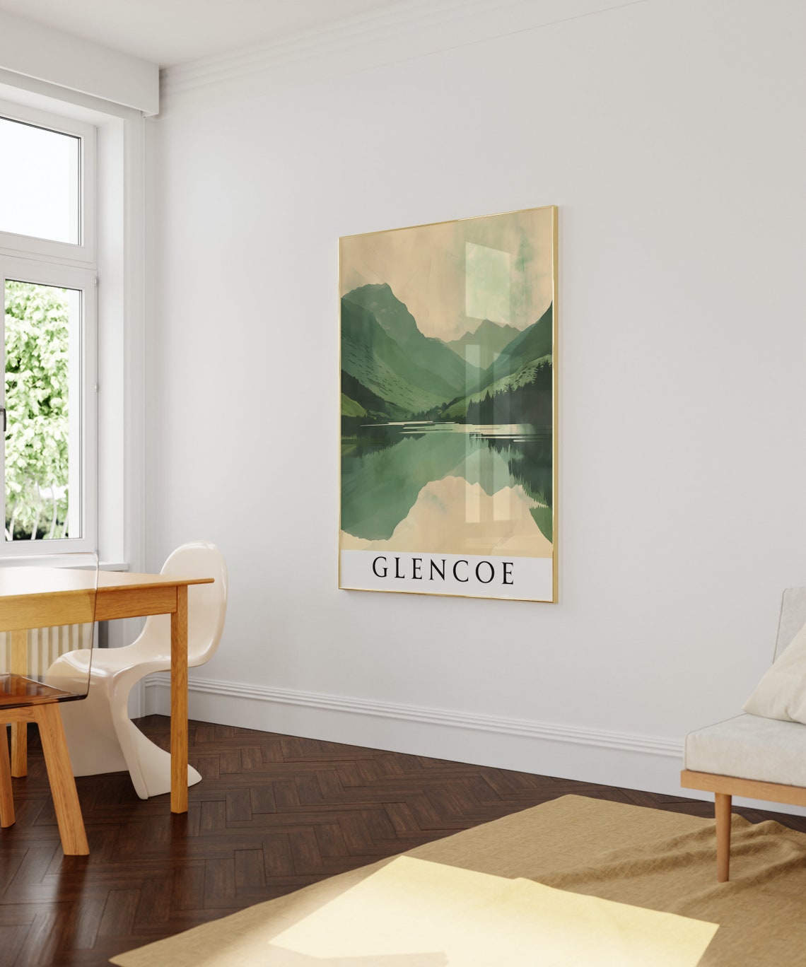 Glencoe Green Loch Mountain Reflection Landscape Travel Poster - Image 4
