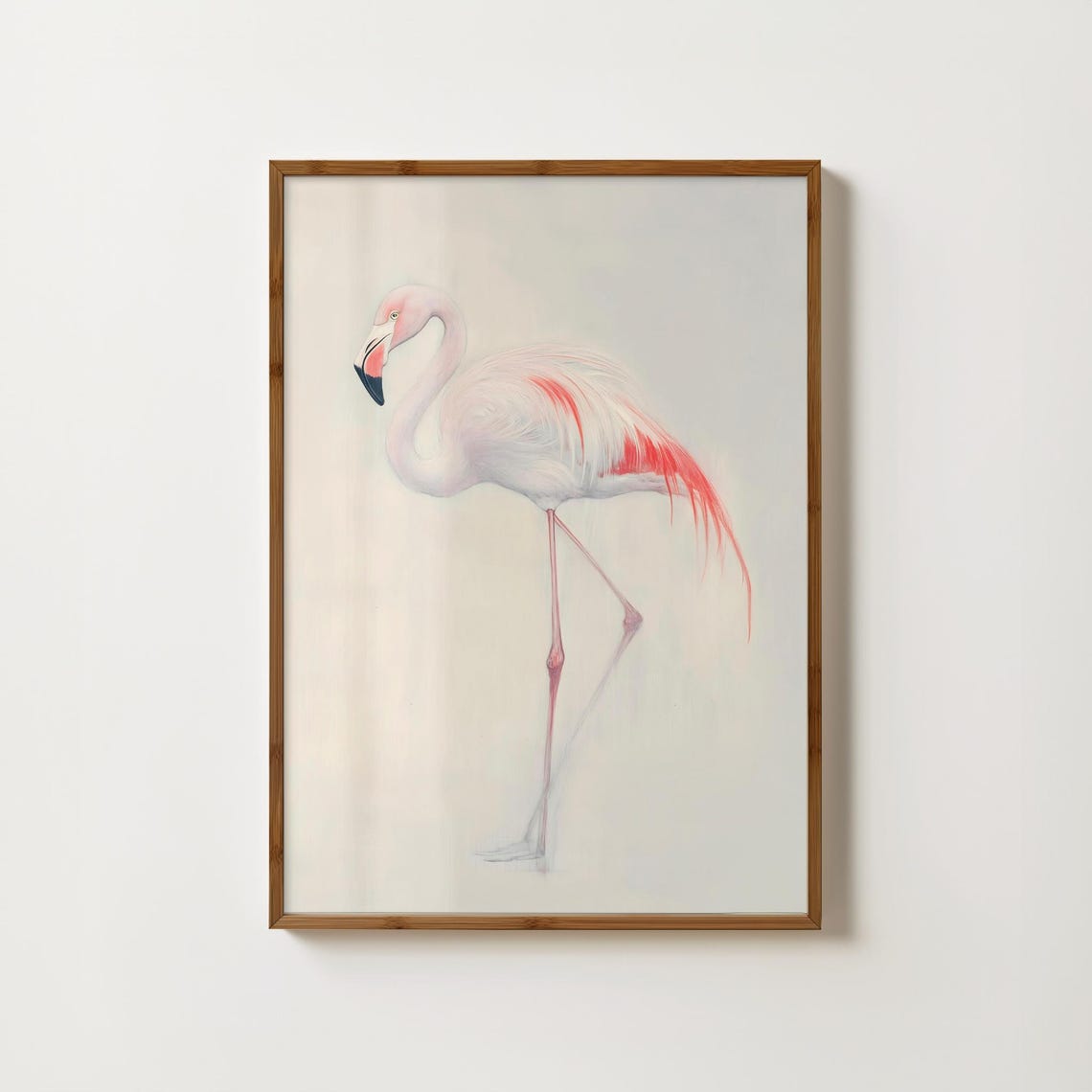 White Flamingo Art Print Flamingo Wall Art Neutral Animal Prints Flamingo Gifts Exotic Bird Painting Elegant Animal Prints Tropical Bird Art