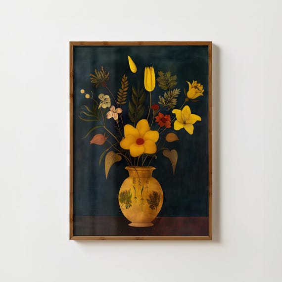 Moody Flowers Painting Vase Of Flowers Print Vintage Floral Decor Gothic Wall Art Dark Academia Print Antique Painting Dark Flower Prints