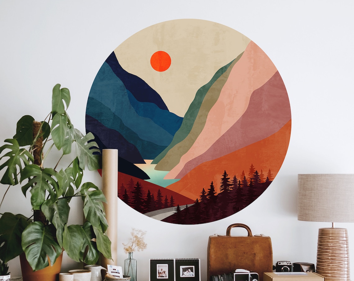 Mountain River Wall Decal, Fantasy Wall Decor - Image 2