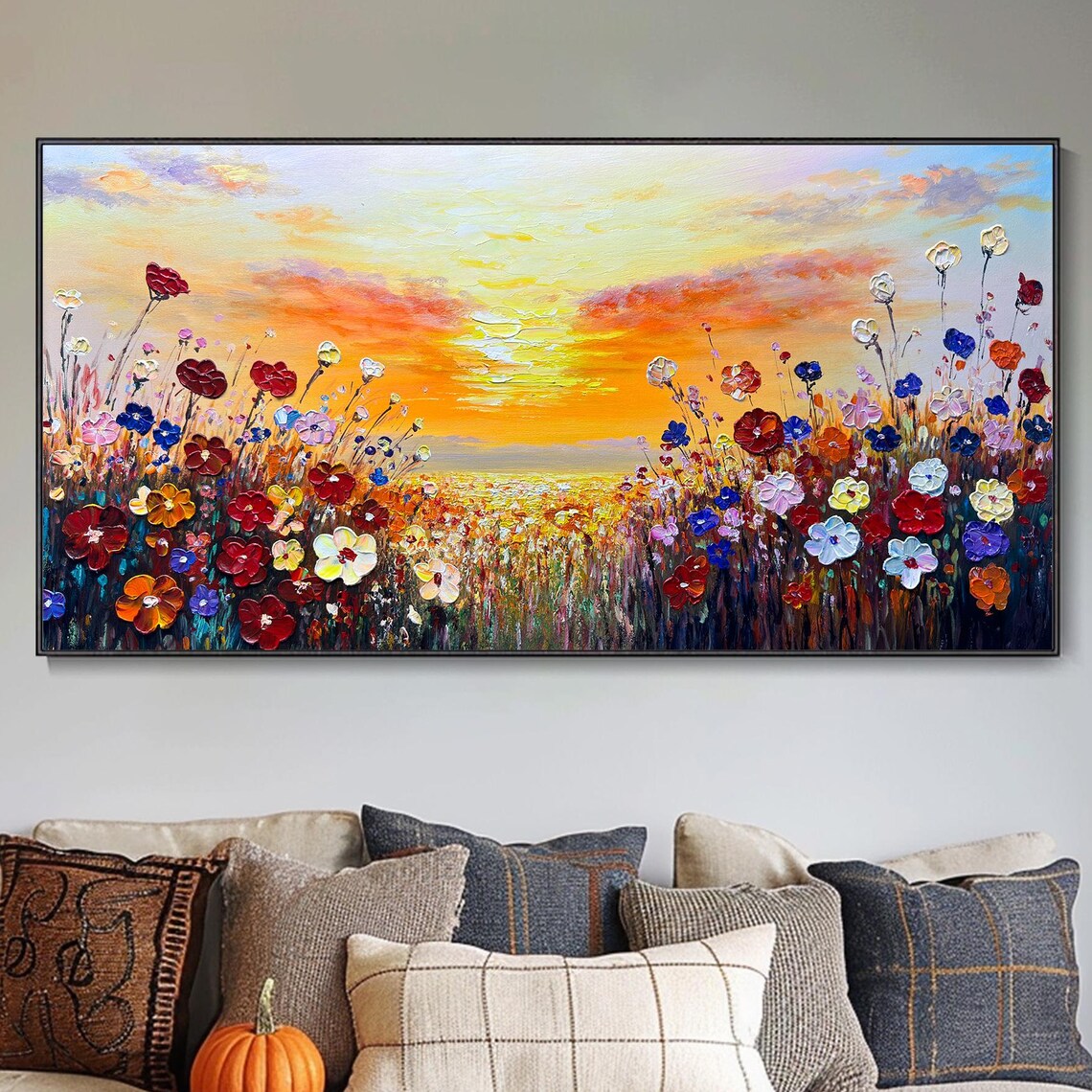 Wildflower Meadow Palette Knife Oil Painting Print