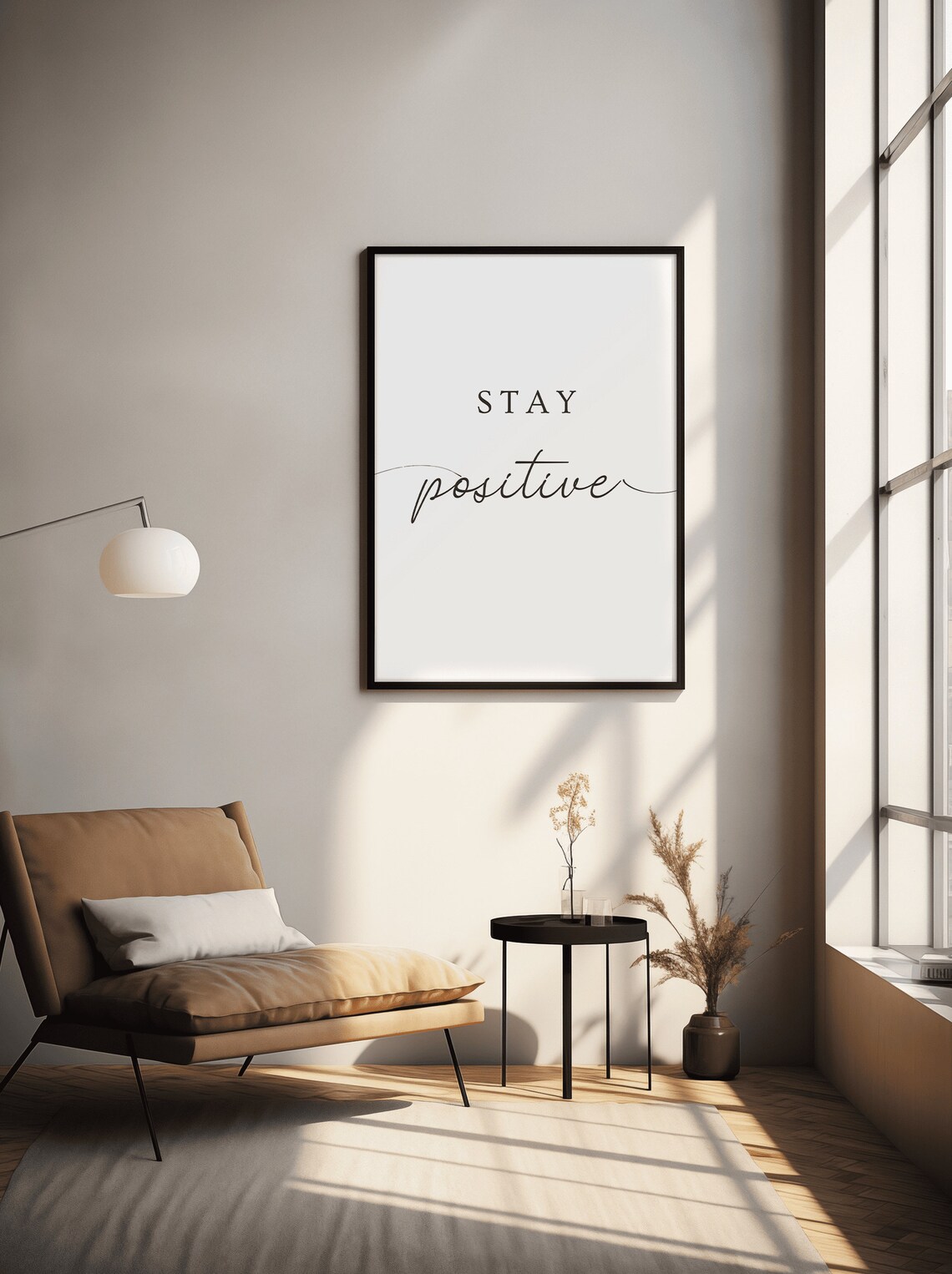 Stay Positive, Minimalist Inspirational Quote Art Print - Image 2